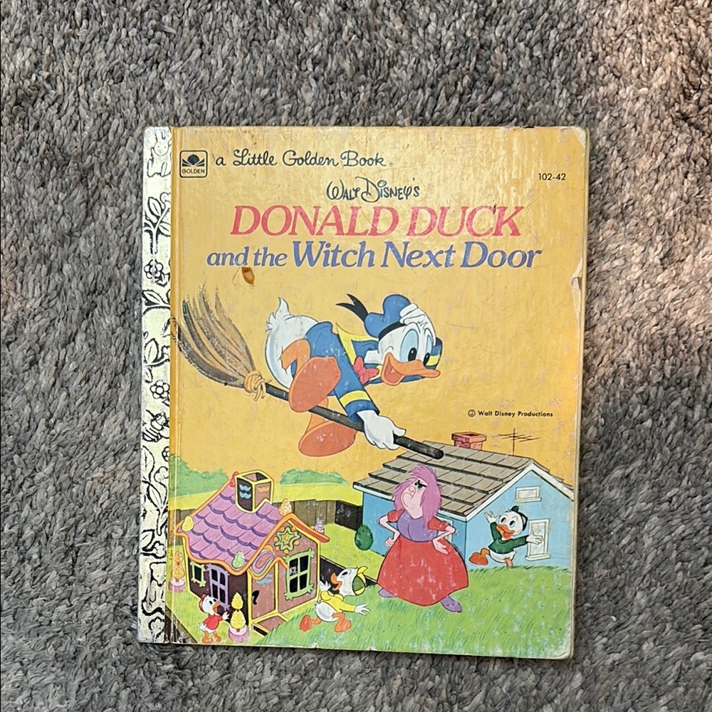 Vintage Disney 1974 Donald Duck and the Witch Next Door - Little Golden Book
